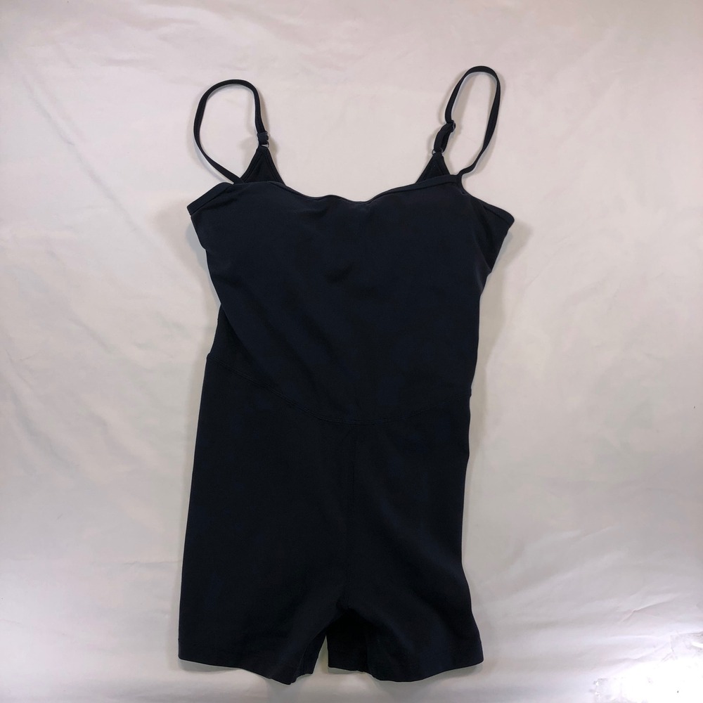 90 Degree By Reflex Womens Black Athletic Romper Biker Shorts Bodysuit